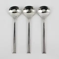 Lot of 3 Yamazaki Flatware Linear Pattern SS Sugar Spoons 5.75" Rare Items