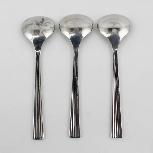 Lot of 3 Yamazaki Flatware Linear Pattern SS Sugar Spoons 5.75" Rare Items