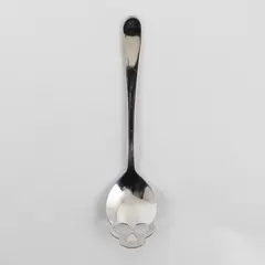 Unbranded SS Skull Sugar Spoon Cut-Out Heart Nose Round Eye Sockets 6" Rare Find