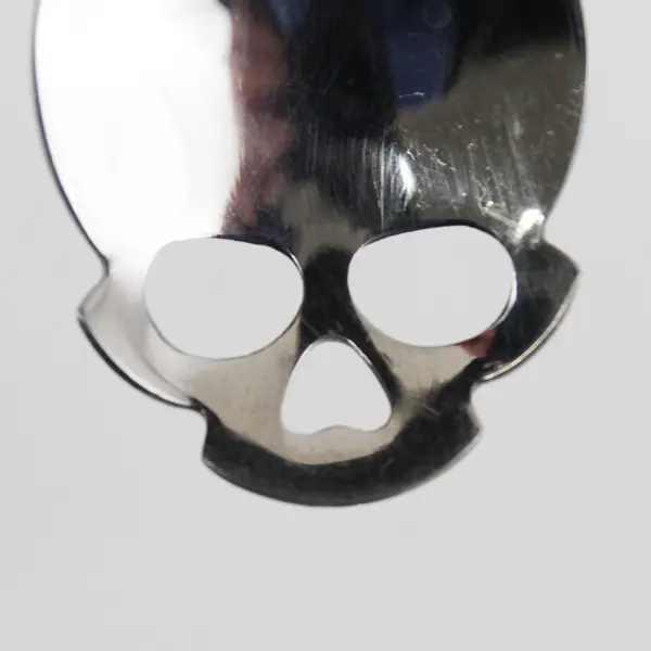 Unbranded SS Skull Sugar Spoon Cut-Out Heart Nose Round Eye Sockets 6" Rare Find