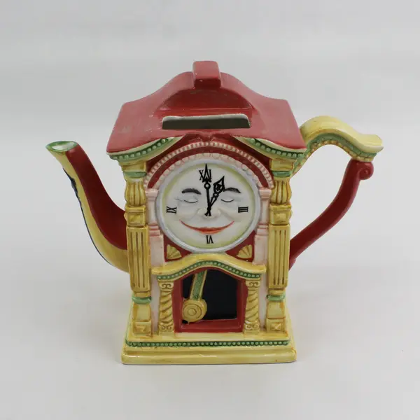 Lot Of 5 Department 56 Storybook "Hickory Dickory Dock" Teapot & 4 Cups (No Lid)