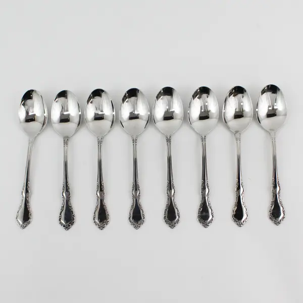 Lot of 8 Oneida Silver Mansion Hall Pattern SS Oval Soup Spoons 6.75" Long Good