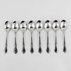 Lot of 8 Oneida Silver Mansion Hall Pattern SS Oval Soup Spoons 6.75" Long Good