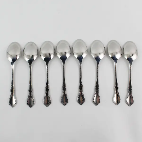 Lot of 8 Oneida Silver Mansion Hall Pattern SS Oval Soup Spoons 6.75" Long Good