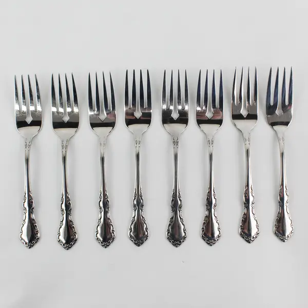 Lot of 8 Oneida Silver Mansion Hall Pattern Stainless Salad Forks 6.25" Good