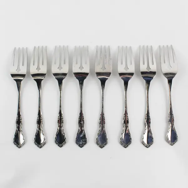 Lot of 8 Oneida Silver Mansion Hall Pattern Stainless Salad Forks 6.25" Good