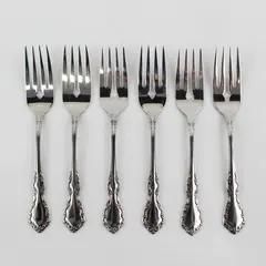Lot of 6 Oneida Silver Mansion Hall Pattern Stainless Salad Forks 6.25" Good