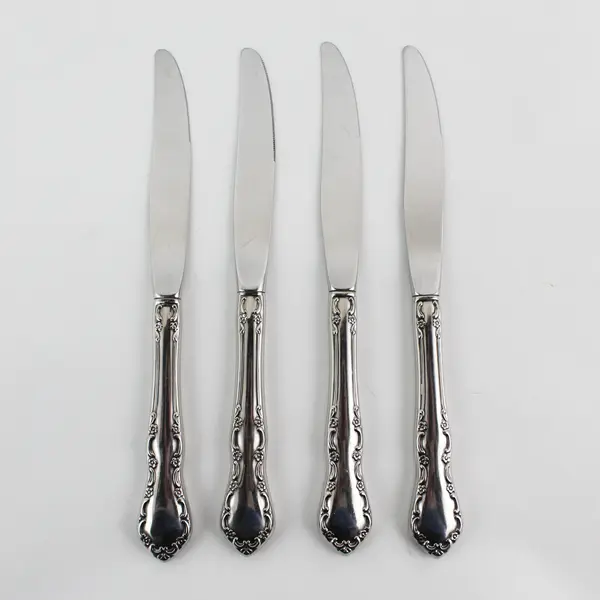Lot of 4 Oneida Silver Mansion Hall Pattern Stainless Dinner Knives 9" Long Good