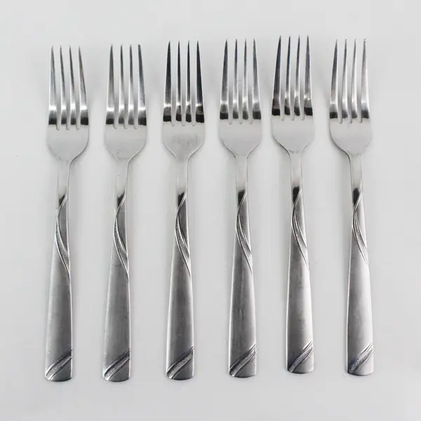 Lot of 6 Cambridge Silver Tabitha Sand Pattern Stainless Dinner Forks 8.25" Good