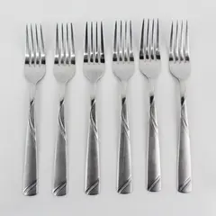 Lot of 6 Cambridge Silver Tabitha Sand Pattern Stainless Dinner Forks 8.25" Good