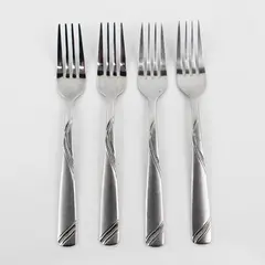 Lot of 4 Cambridge Silver Tabitha Sand Pattern SS Salad Forks 7" Rare Item Good