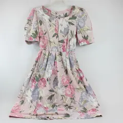 Vintage 1980s Willi of California Floral Pink A-Line Midi Dress Women's Large
