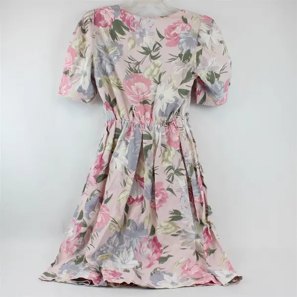Vintage 1980s Willi of California Floral Pink A-Line Midi Dress Women's Large