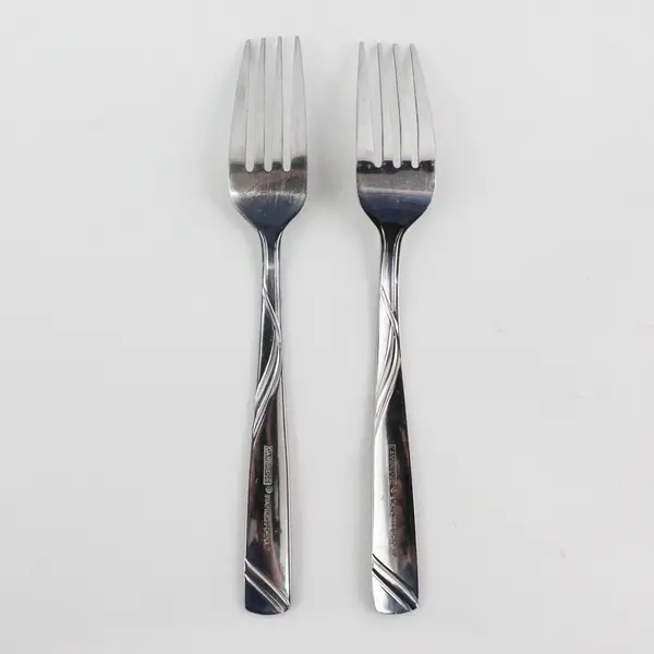 Lot of 2 Cambridge Silver Tabitha Sand Pattern SS Salad Forks 7" Rare Item Good