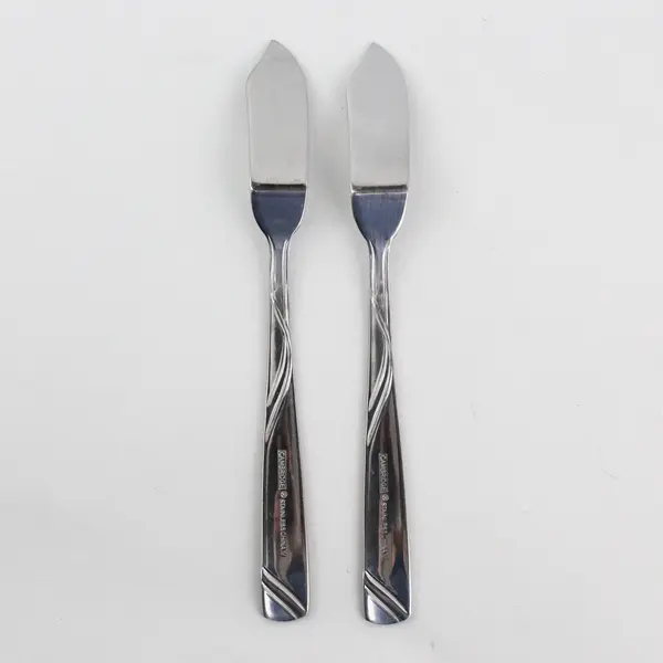Lot of 2 Cambridge Silver Tabitha Sand Pattern SS Butter Knives 7.25" Rare HTF