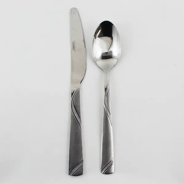 Lot of 2 Cambridge Silver Tabitha Sand Pattern SS 1 Soup Spoon 1 Dinner Knife 