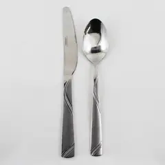 Lot of 2 Cambridge Silver Tabitha Sand Pattern SS 1 Soup Spoon 1 Dinner Knife 