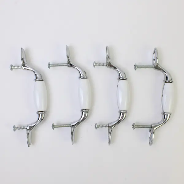 Set of 4 White Ceramic Drawer Pulls Cabinet Handles Dresser Hardware