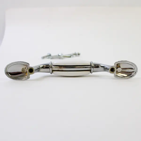 Set of 4 White Ceramic Drawer Pulls Cabinet Handles Dresser Hardware