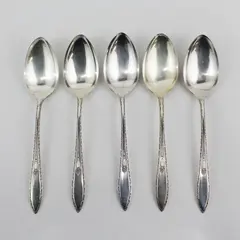 Lot of 5 Associated Silver Yourex Silver Seal Lady Washington Serving Spoons