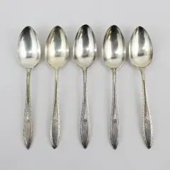 Set of 5 Associated Silver Yourex Silver Seal Lady Washington Teaspoons 