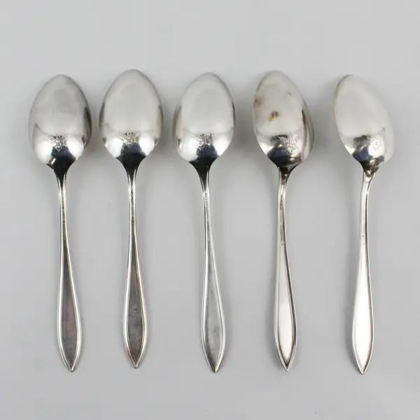 Set of 5 Associated Silver Yourex Silver Seal Lady Washington Tablespoons