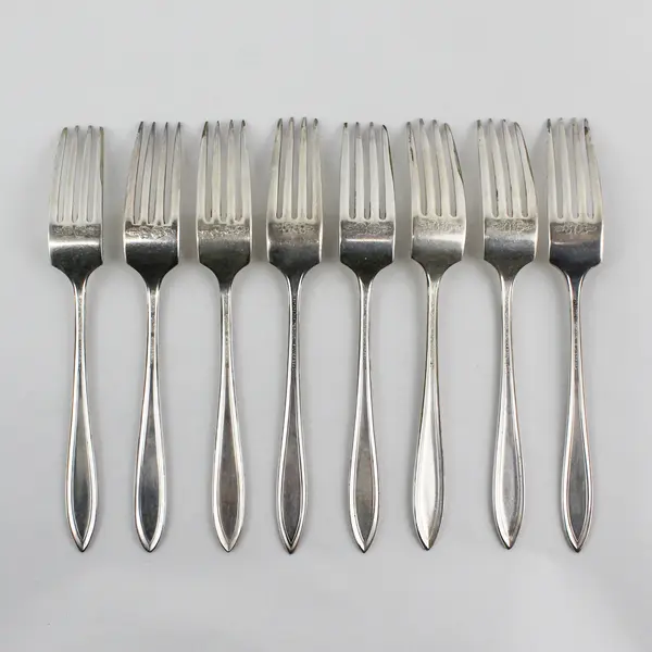 Set Of 8  Associated Silver Yourex Silver Seal Lady Washington Dinner Forks