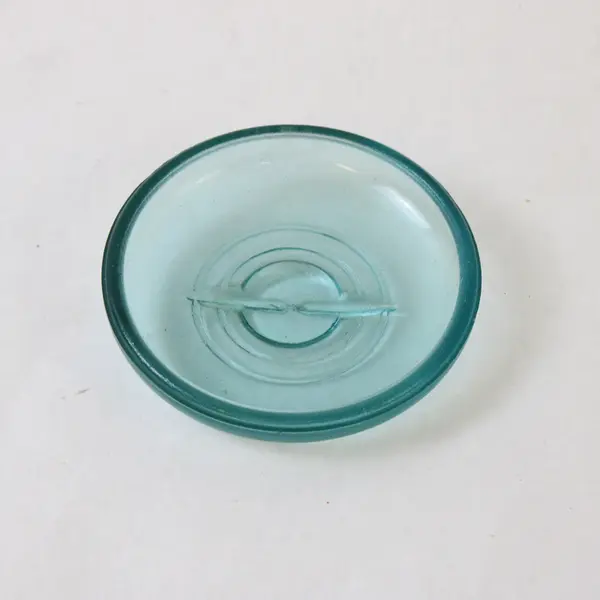 Vintage Aqua Blue Glass Canning Jar Lid 3in Concentric Rings Antique