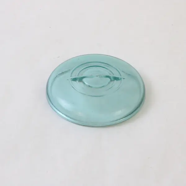 Vintage Aqua Blue Glass Canning Jar Lid 3in Concentric Rings Antique