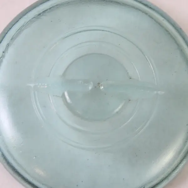 Vintage Aqua Blue Glass Canning Jar Lid 3in Concentric Rings Antique