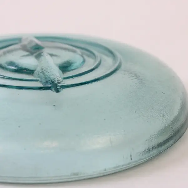 Vintage Aqua Blue Glass Canning Jar Lid 3in Concentric Rings Antique