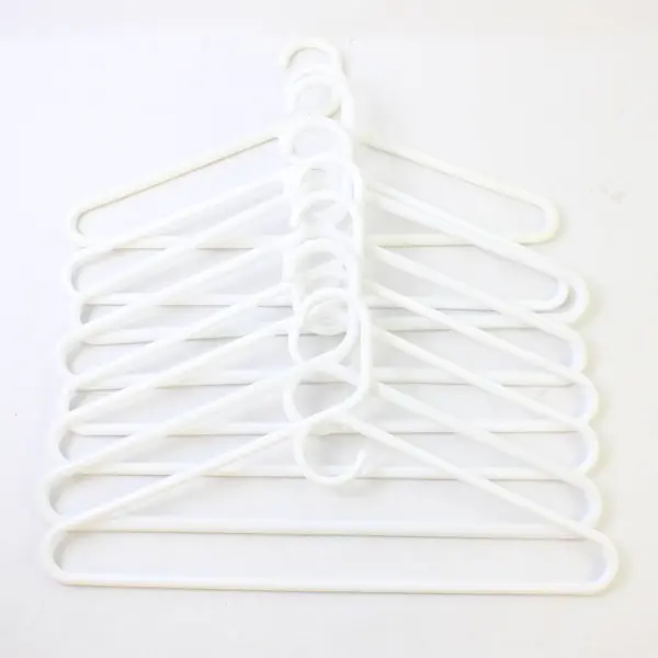 Lot of 8 Thick White Plastic Clothes Hangers