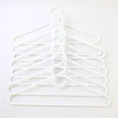 Lot of 8 Thick White Plastic Clothes Hangers