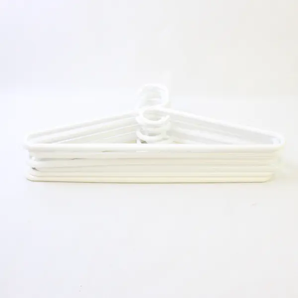 Lot of 8 Thick White Plastic Clothes Hangers