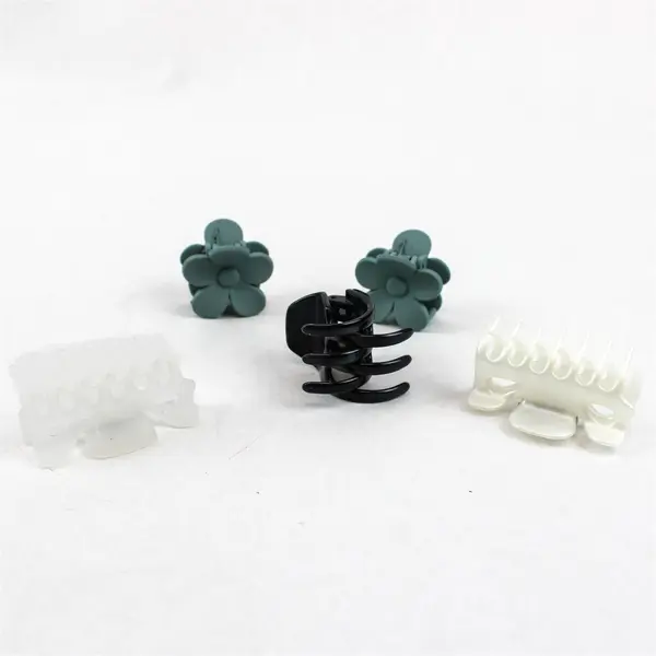 Lot of 5 Clasp-Type Sturdy Hair Clasps - Blue, Black & White