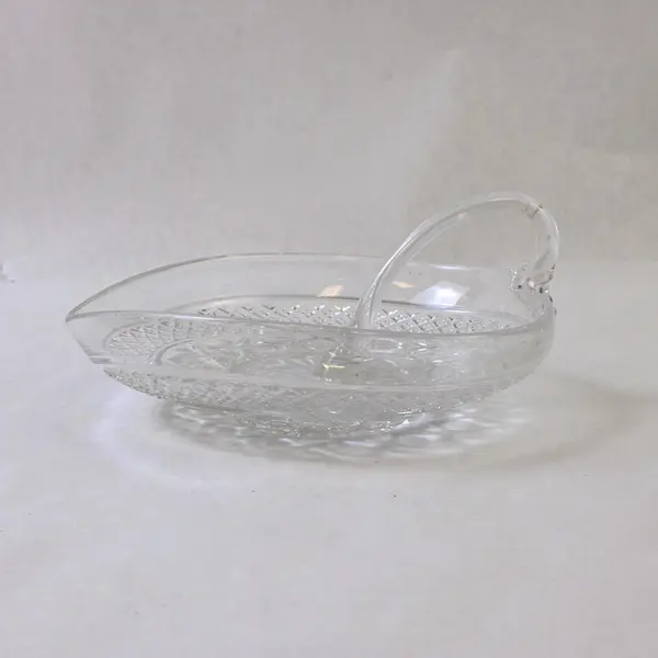 Vintage Imperial Glass Cape Cod Pressed Candy Bowl w/ W Handle