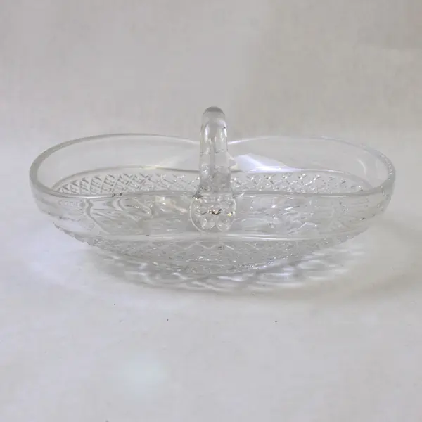 Vintage Imperial Glass Cape Cod Pressed Candy Bowl w/ W Handle