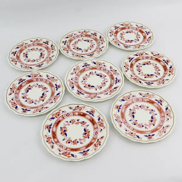  8 Vtg Royal Doulton Berkshire Bread Plates White Rust & Blue Flowers 1937-65
