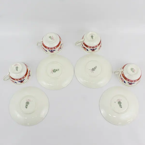 4 Royal Doulton  Berkshire Cups and Saucer Sets V2020 White Red And Blue Flowers