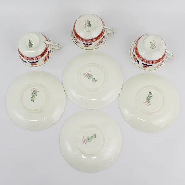 Royal Doulton Berkshire 3 Cup and 4 Saucer Sets 1937-65 White Red  Blue Flowers