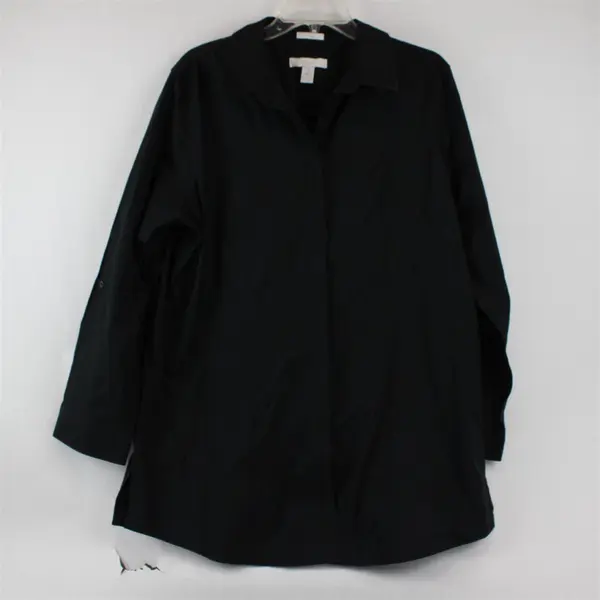 Chico's No-Iron Black Long-Sleeved Cotton Button-Up Women's Size 3