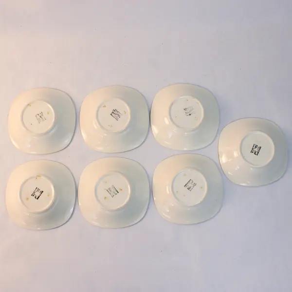 Set of 7 Vintage Metlox PoppyTrail Peach Blossom Square Dessert/Vegetable Bowls