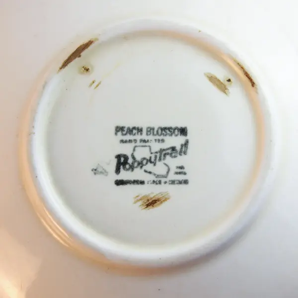 Set of 3 Vintage Metlox Poppy Trail Peach Blossom Lugged Soup Bowls Flaws