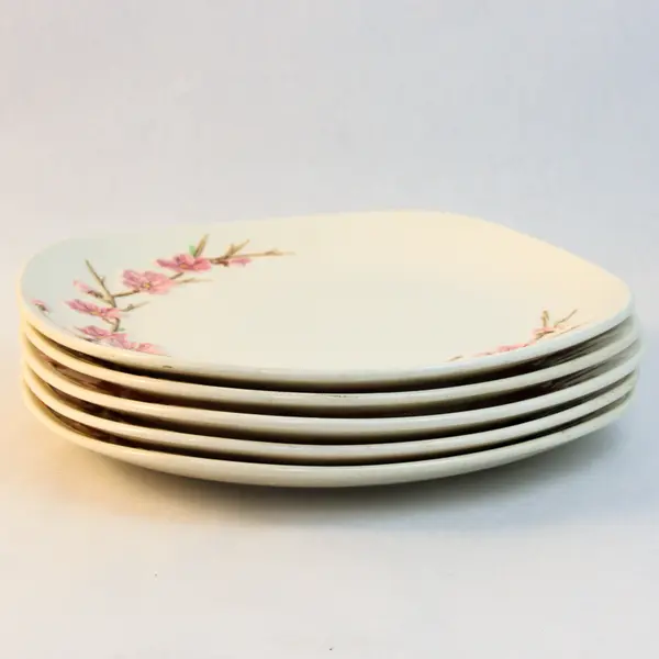 Set of 5 Vintage Metlox Poppytrail Peach Blossom 9.5in Dinner Plates