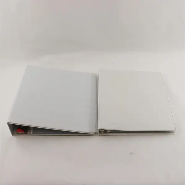 Lot of 2 White 3-Ring Binders 3in & 1.5in w/ Clear Sleeves