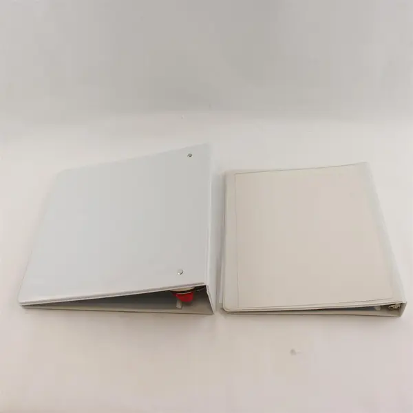 Lot of 2 White 3-Ring Binders 3in & 1.5in w/ Clear Sleeves