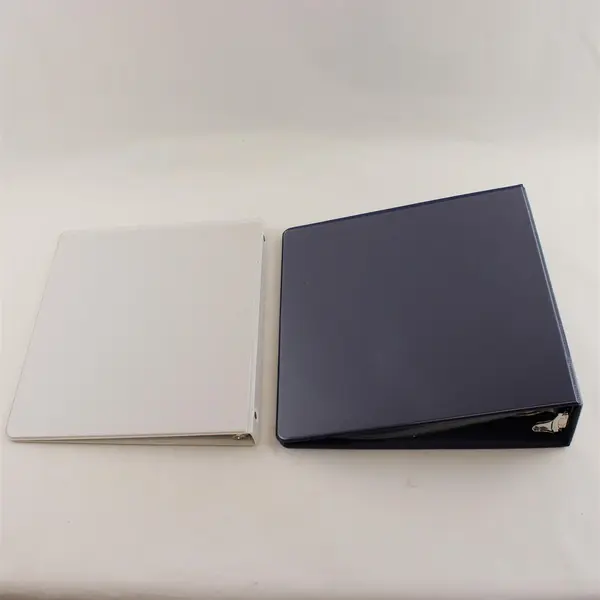 Lot of 2 Binders 1" White 3-Ring & 3.5" Blue 3-Ring w/ Clear Sleeves