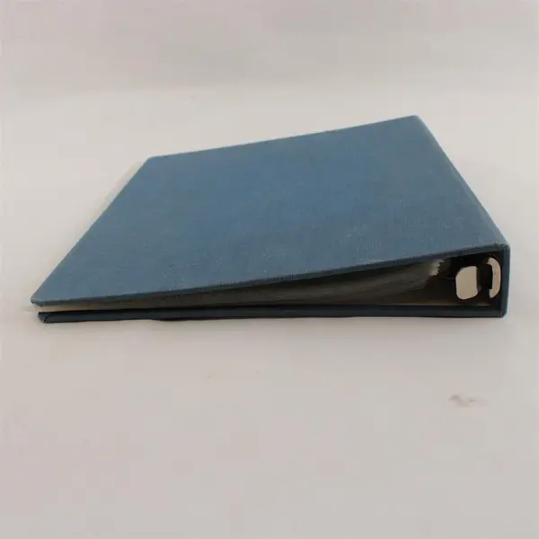 Lot of 2 Binders 1.5in 3-Ring Black & Vintage Blue Fabric w/ Charts