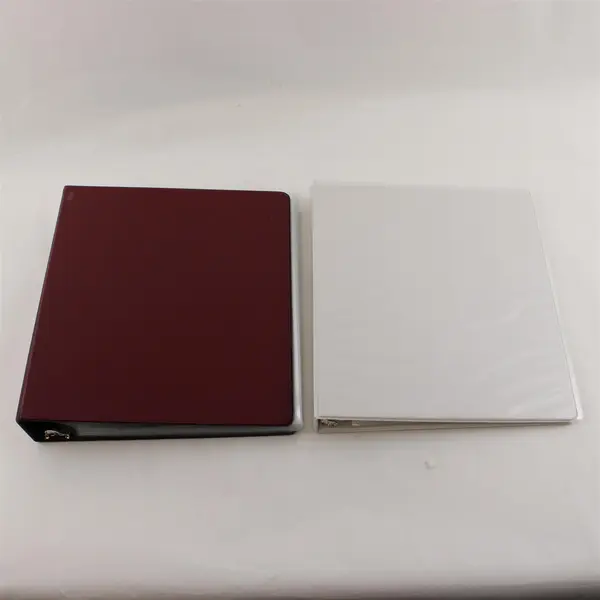 Lot of 2 Binders 2in Burgundy & 1in White w/Sleeves 