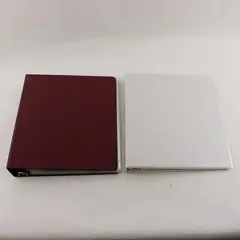 Lot of 2 Binders 2in Burgundy & 1in White w/Sleeves 